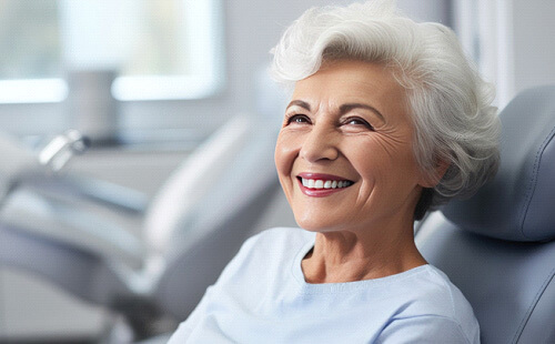 An older woman with ceramic dental implants in delafield