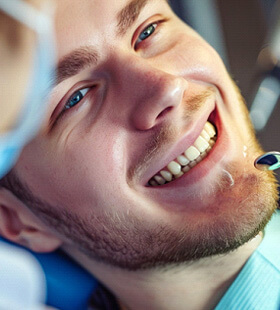 A male patient seeking help for missing tooth