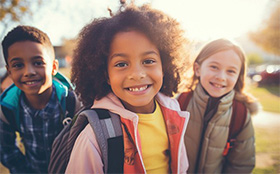 Three young children smiling after Healthy Start Sleep Treatment in Delafield