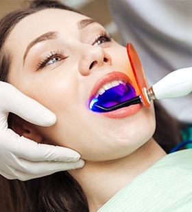 Woman receiving direct bonding treatment