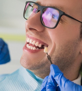 A male patient with a missing tooth