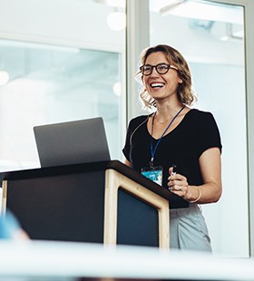 Woman giving a presentation at work