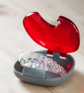 Invisalign aligners in protective case   