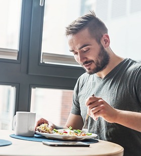 Man eating healthy in Delafield