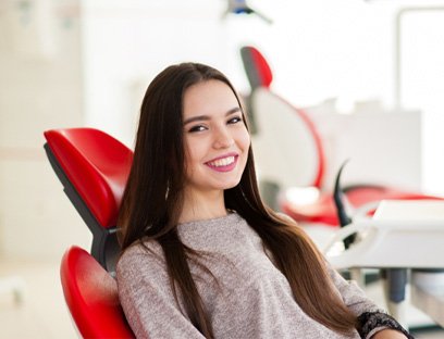 Woman with polished veneers in Delafield 