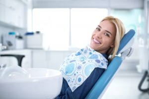 A woman at her dental appointment.